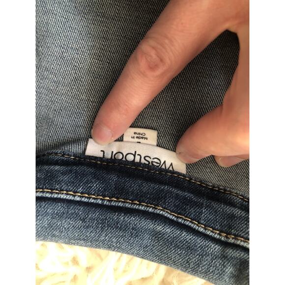 WESTPORT Denim Blue Jean Jacket Button Front & Cuffs Women’s Large Stretch MM - Picture 6 of 9